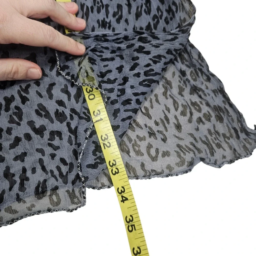 Leopard Print Scarf Gray White Lightweight Ombre Gradient‎ Sheer Preppy Women